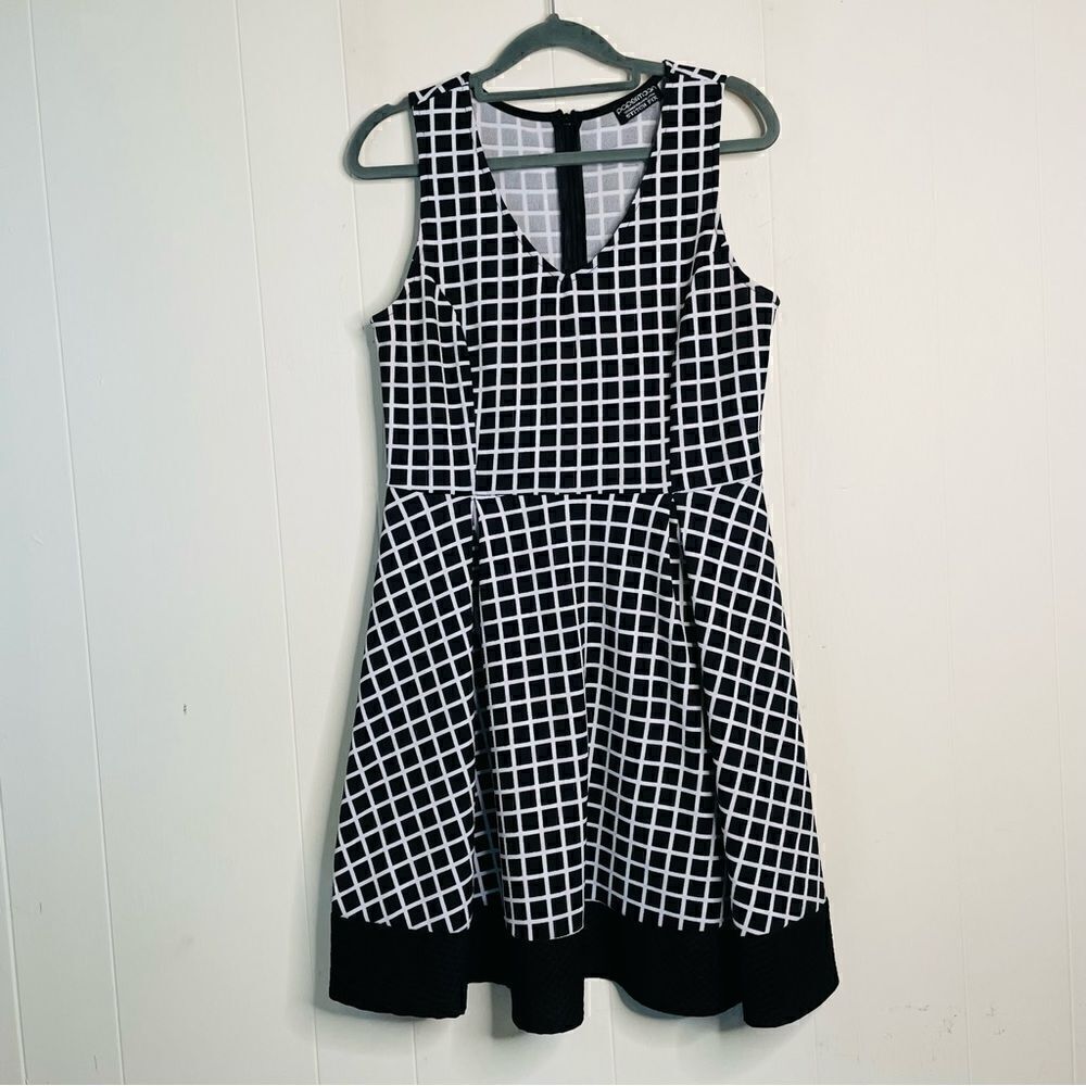 Papermoon Black and White Windowpane Dress Size LP